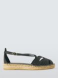 John Lewis Keira Leather Flat Pointed Fisherman Espadrilles, Black