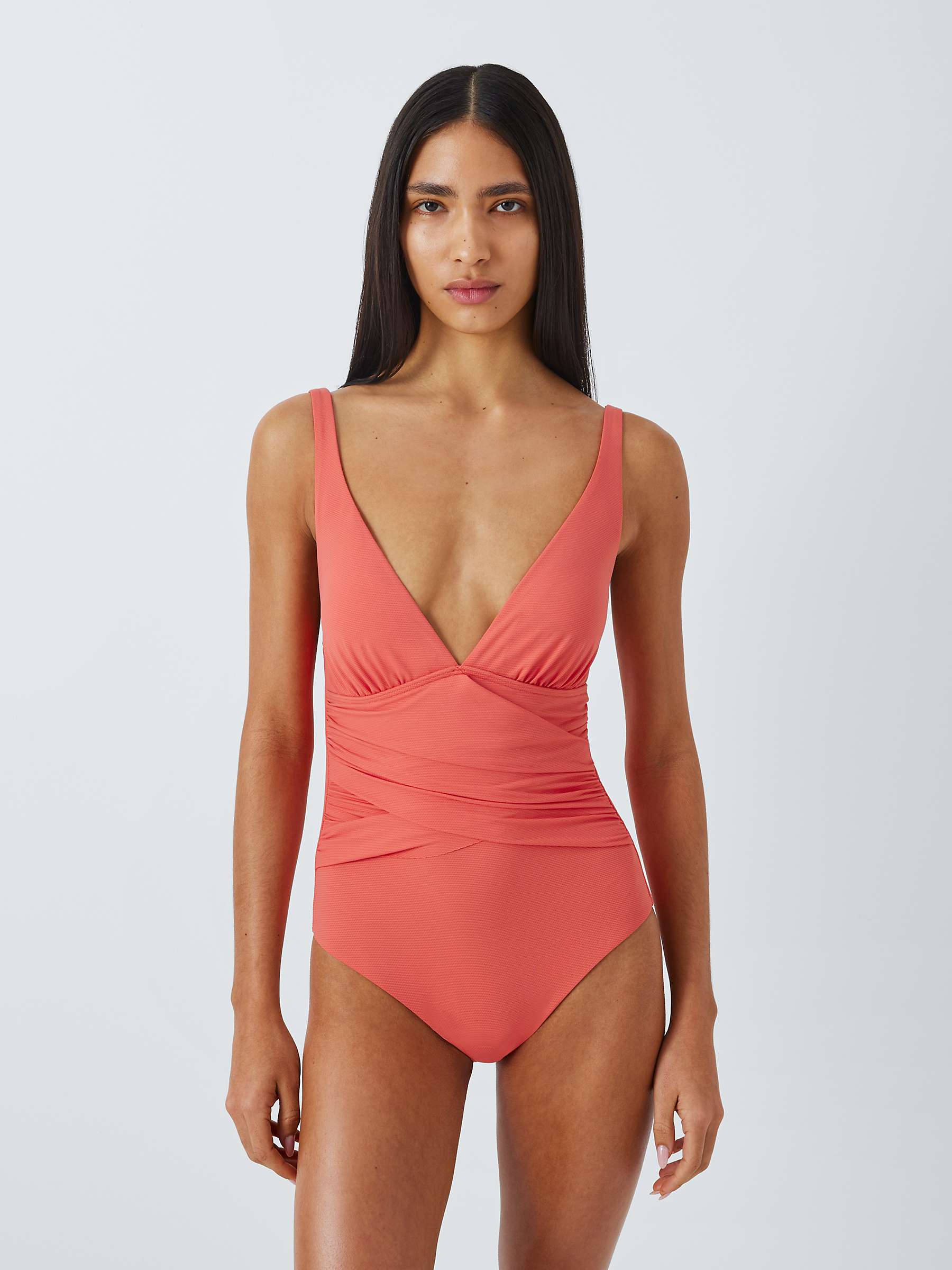 Buy John Lewis Palma Textured High Apex Swimsuit, Pink Online at johnlewis.com