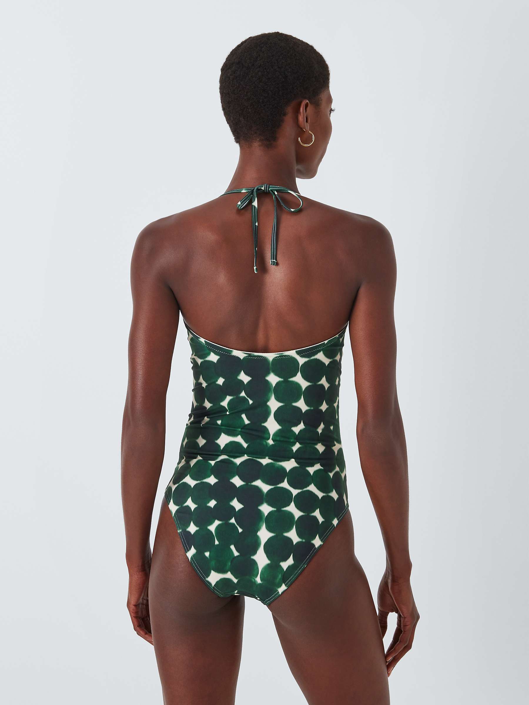 Buy John Lewis Haze Spot Halterneck Knot Swimsuit, Green Online at johnlewis.com