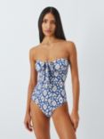 John Lewis Maya Aztec Ring Halterneck Swimsuit, Blue