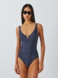 John Lewis Bermuda V-Cut Neck Swimsuit, Navy