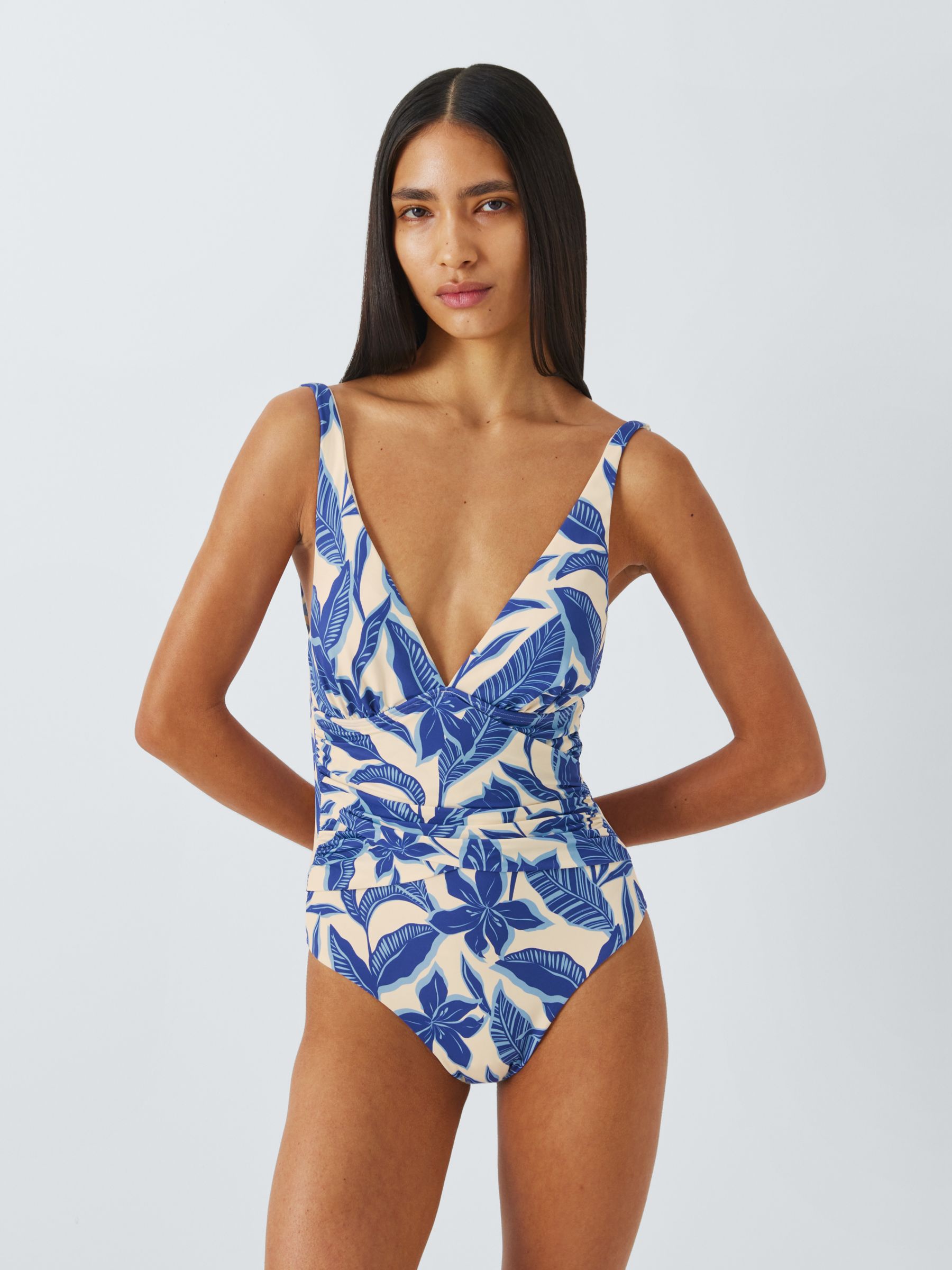 Buy John Lewis Ayanna Wrapped Tummy Control Swimsuit, Blue Online at johnlewis.com