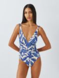 John Lewis Ayanna Wrapped Tummy Control Swimsuit, Blue