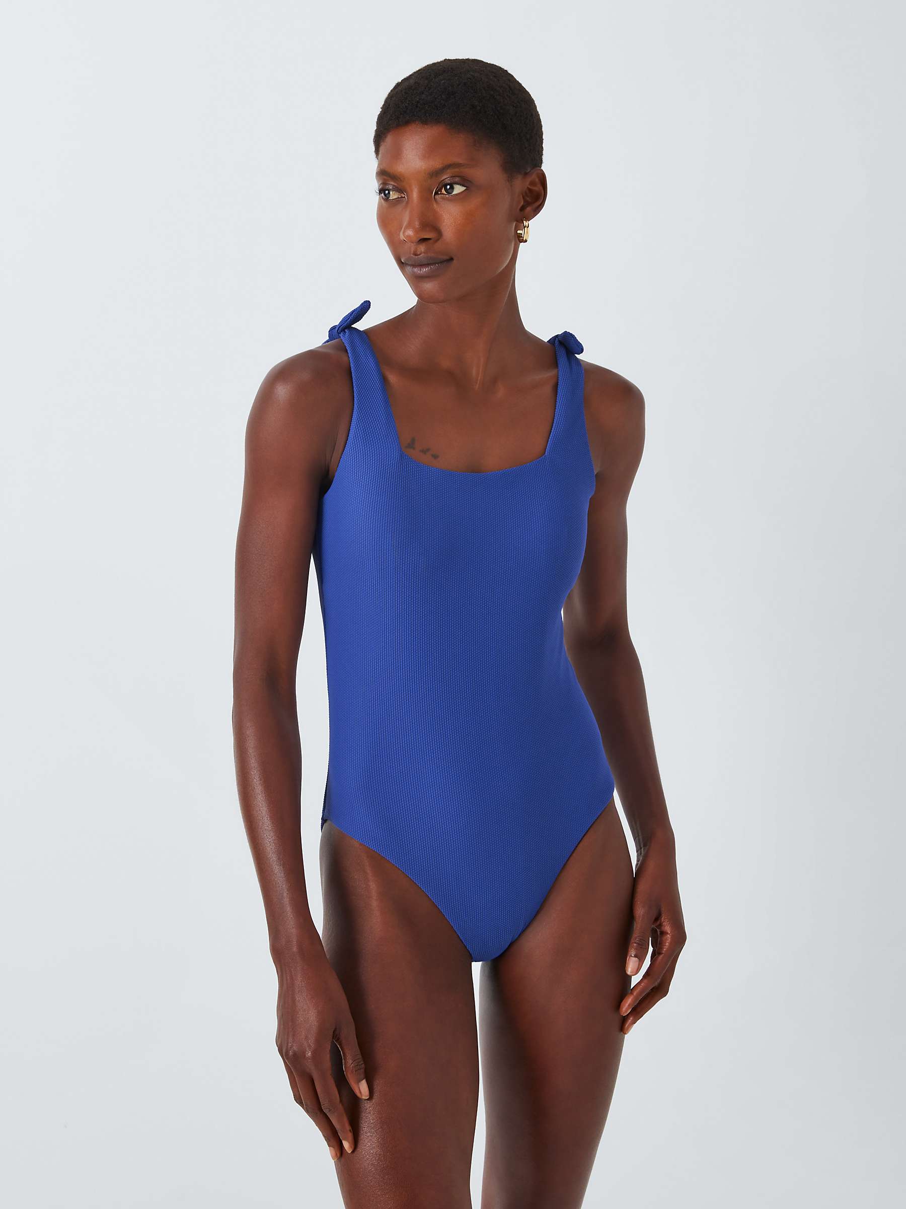 Buy John Lewis Palma Textured Square Neck Swimsuit, Blue Online at johnlewis.com