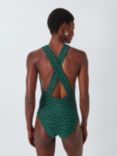 John Lewis Bermuda Twist Neck Swimsuit, Green