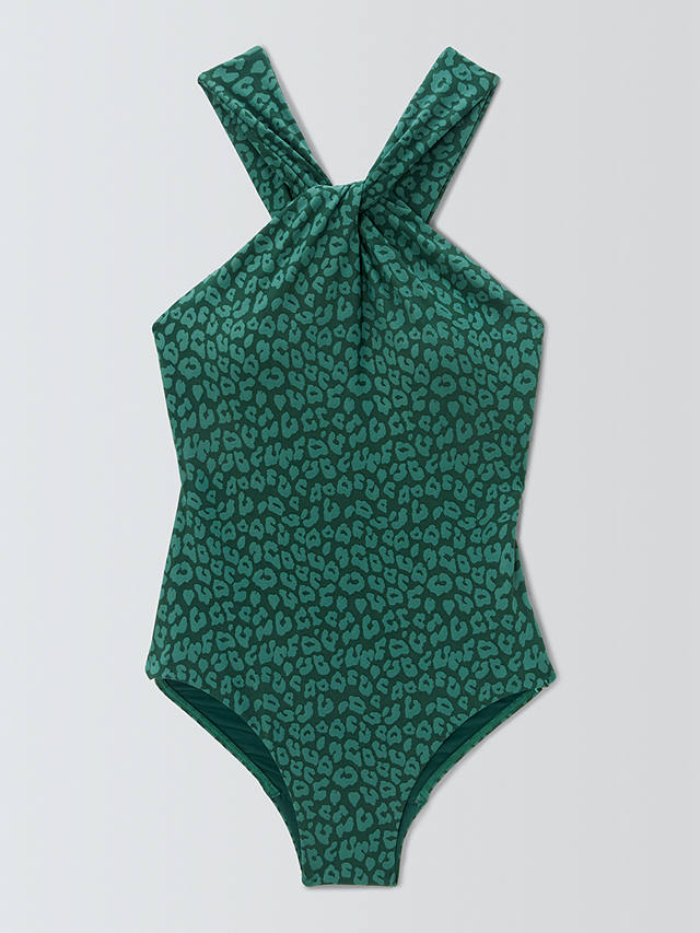 John Lewis Bermuda Twist Neck Swimsuit, Green