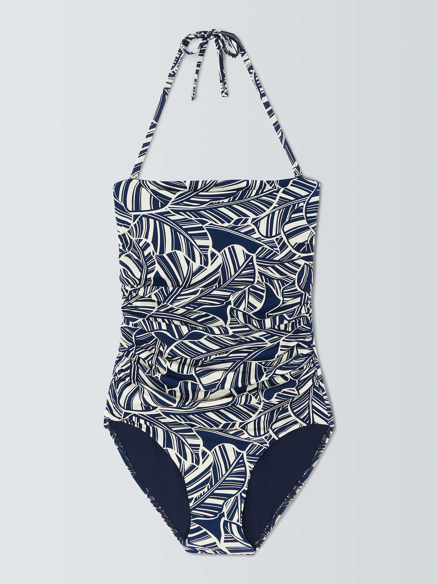 Buy John Lewis Bali Palm Ruched Tummy Control Swimsuit, Navy Online at johnlewis.com