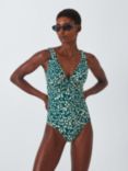 John Lewis Rio Spot Print Twist Swimsuit, Blue/Multi