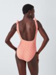 John Lewis Geo Print Square Neck Swimsuit, Orange/Multi