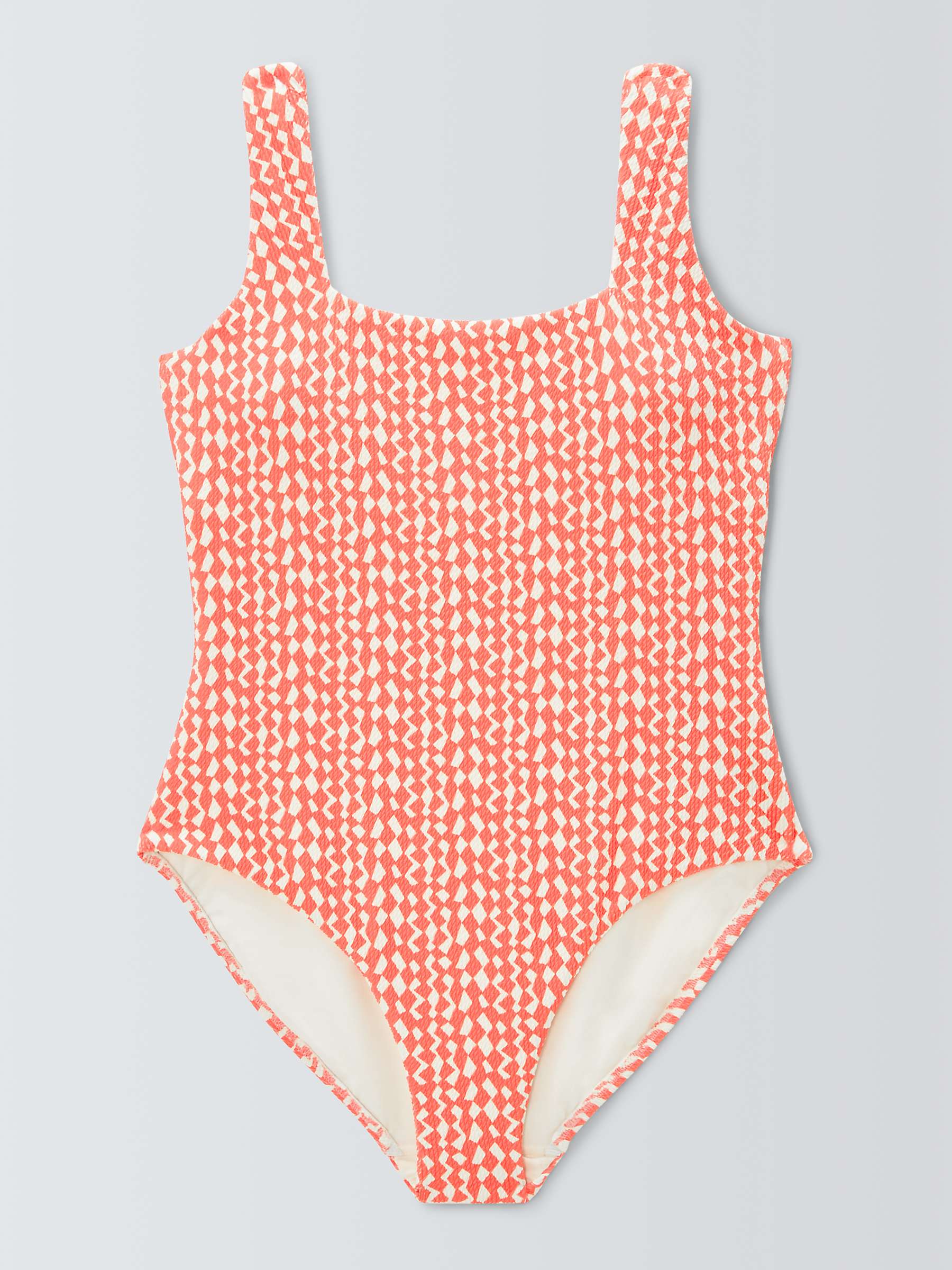 Buy John Lewis Geo Print Square Neck Swimsuit, Orange/Multi Online at johnlewis.com