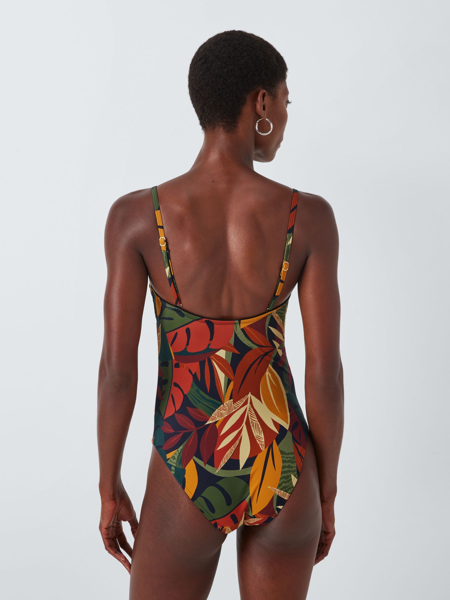 John Lewis Coco Leaf Print Swimsuit, Multi, 16