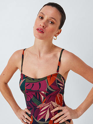 John Lewis Coco Leaf Print Swimsuit, Multi