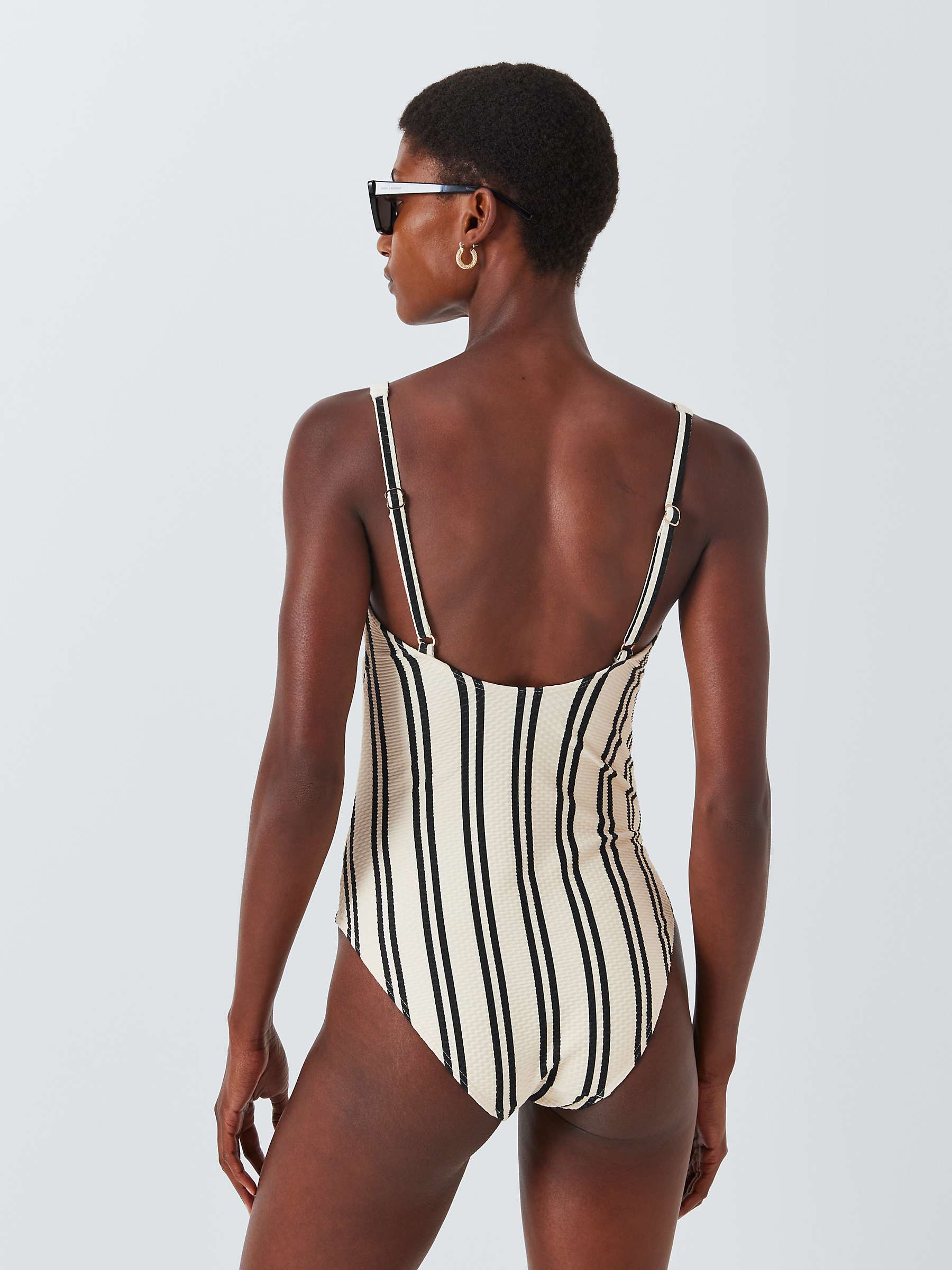 Buy John Lewis Stripe V-Cut Swimsuit, Cream Online at johnlewis.com