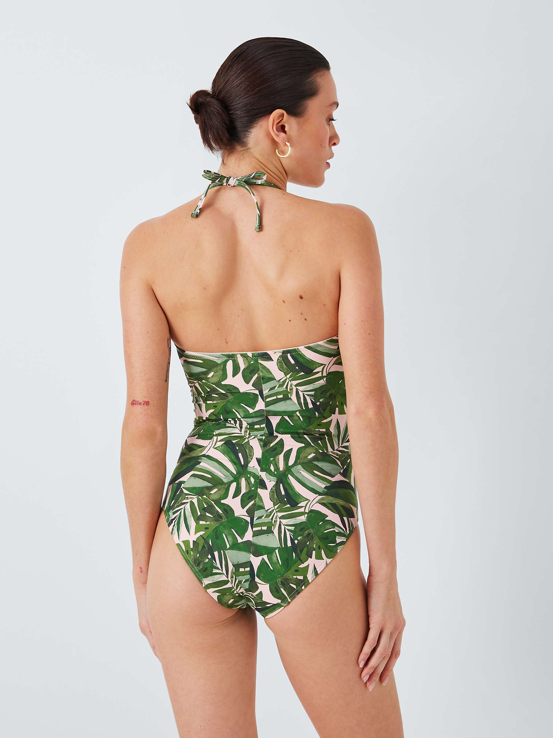 Buy John Lewis Tropic Palm Bandeau Swimsuit, Khaki/Multi Online at johnlewis.com