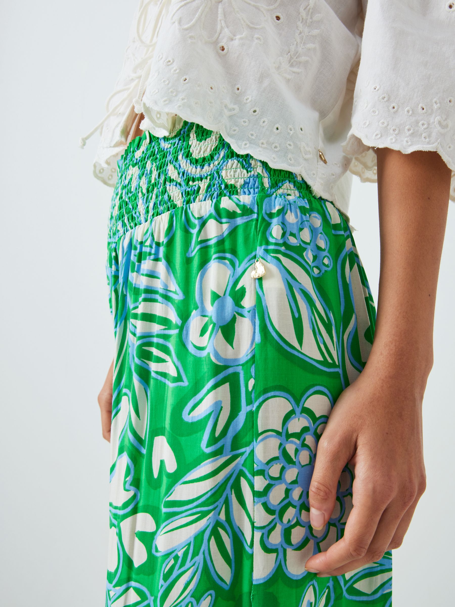 Fabienne Chapot Palapa Floral Print Trousers, Green Apple/Grass