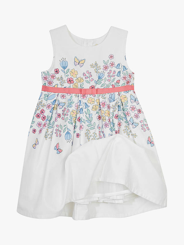 JoJo Maman Bébé Baby Butterfly Floral Print Dress, White/Multi