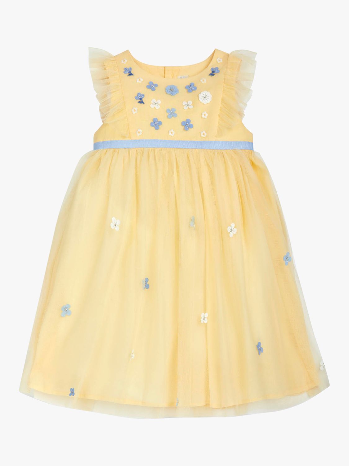 JoJo Maman Bébé Baby Floral Tulle Party Dress, Yellow, 2-3 years