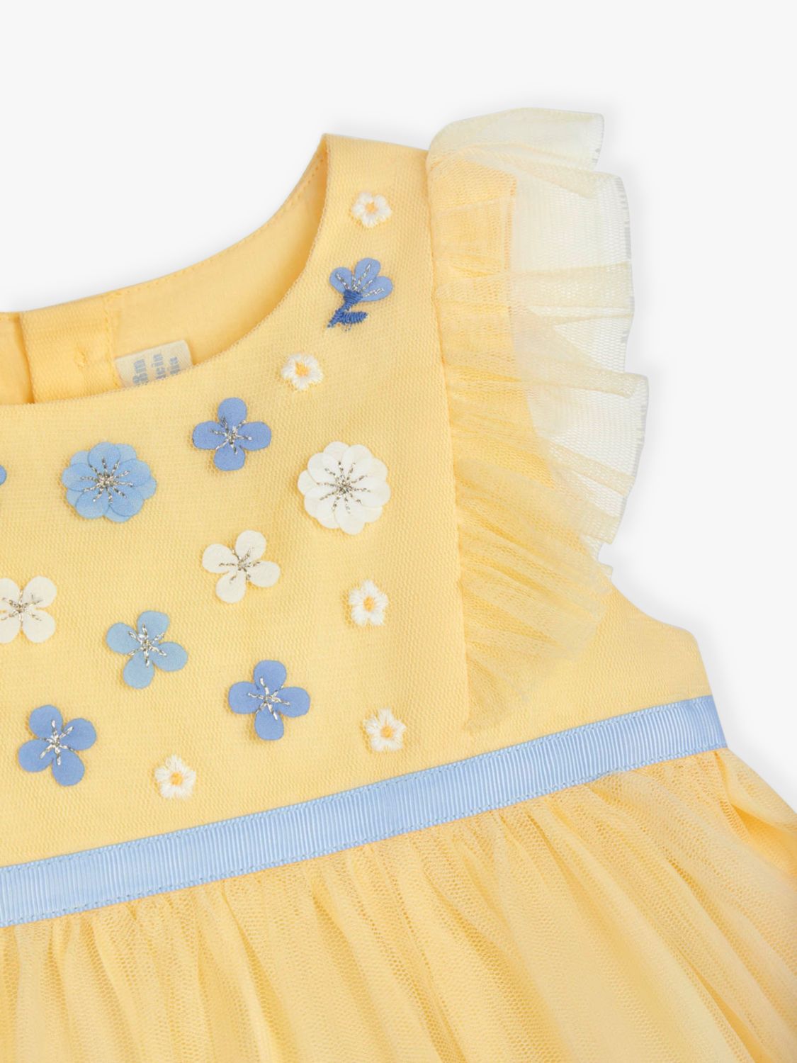 JoJo Maman Bébé Baby Floral Tulle Party Dress, Yellow, 2-3 years