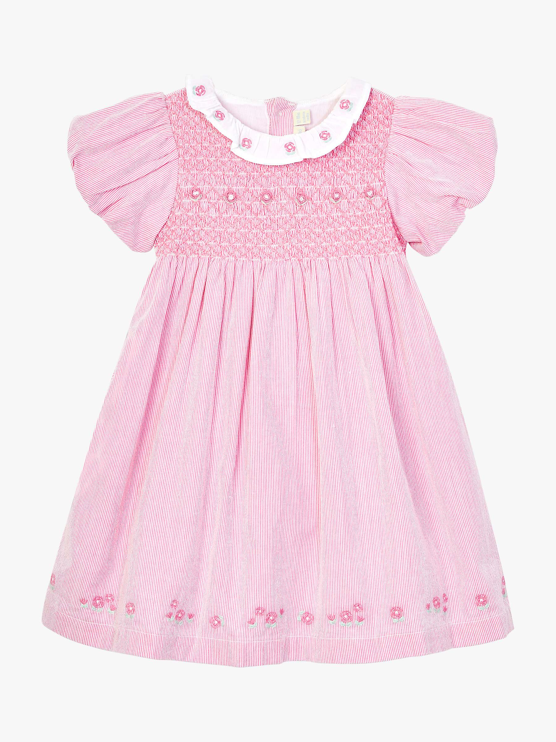Buy JoJo Maman Bébé Baby Floral Stripe Smock Dress, Pink Online at johnlewis.com