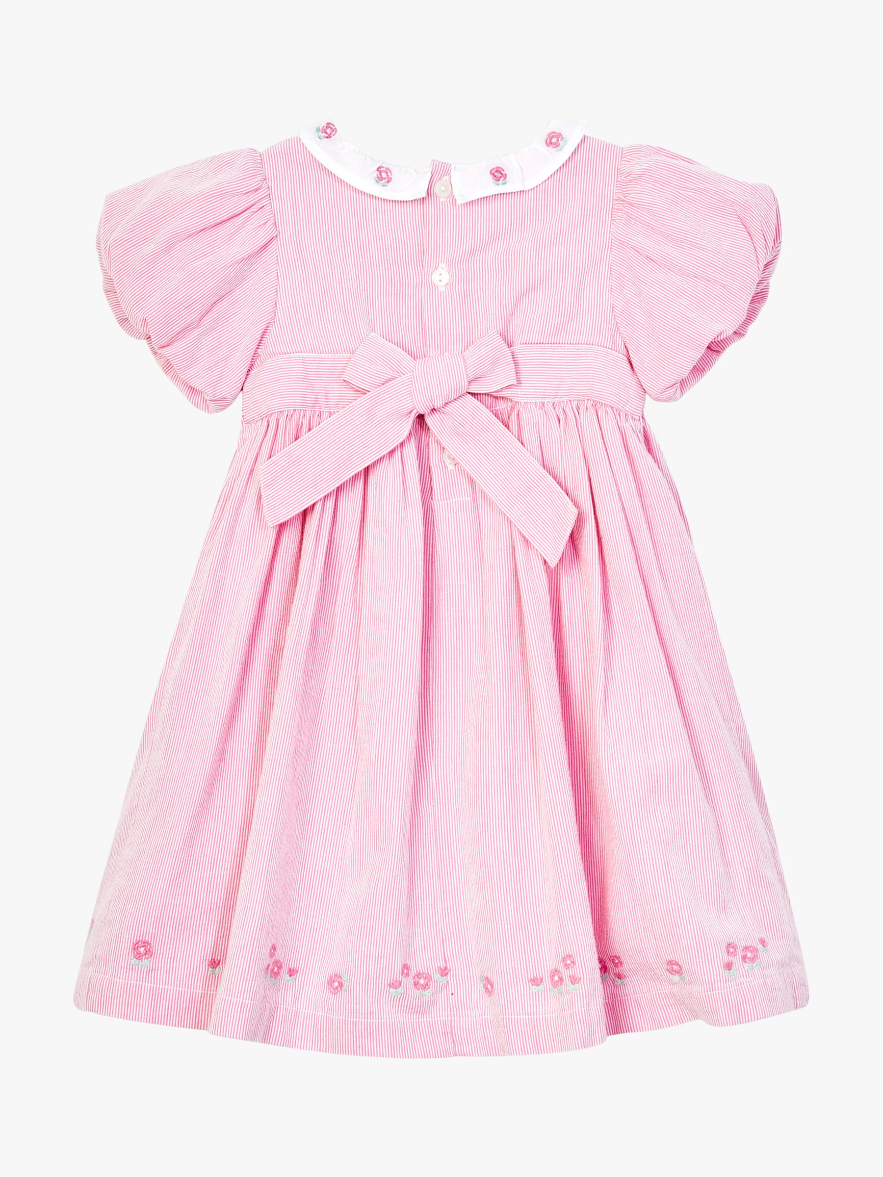 Buy JoJo Maman Bébé Baby Floral Stripe Smock Dress, Pink Online at johnlewis.com