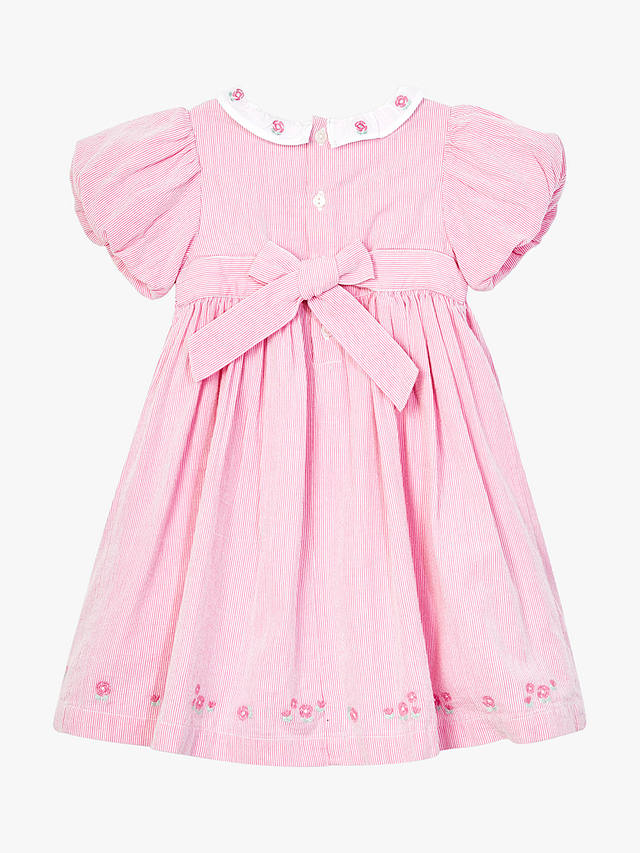JoJo Maman Bébé Baby Floral Stripe Smock Dress, Pink