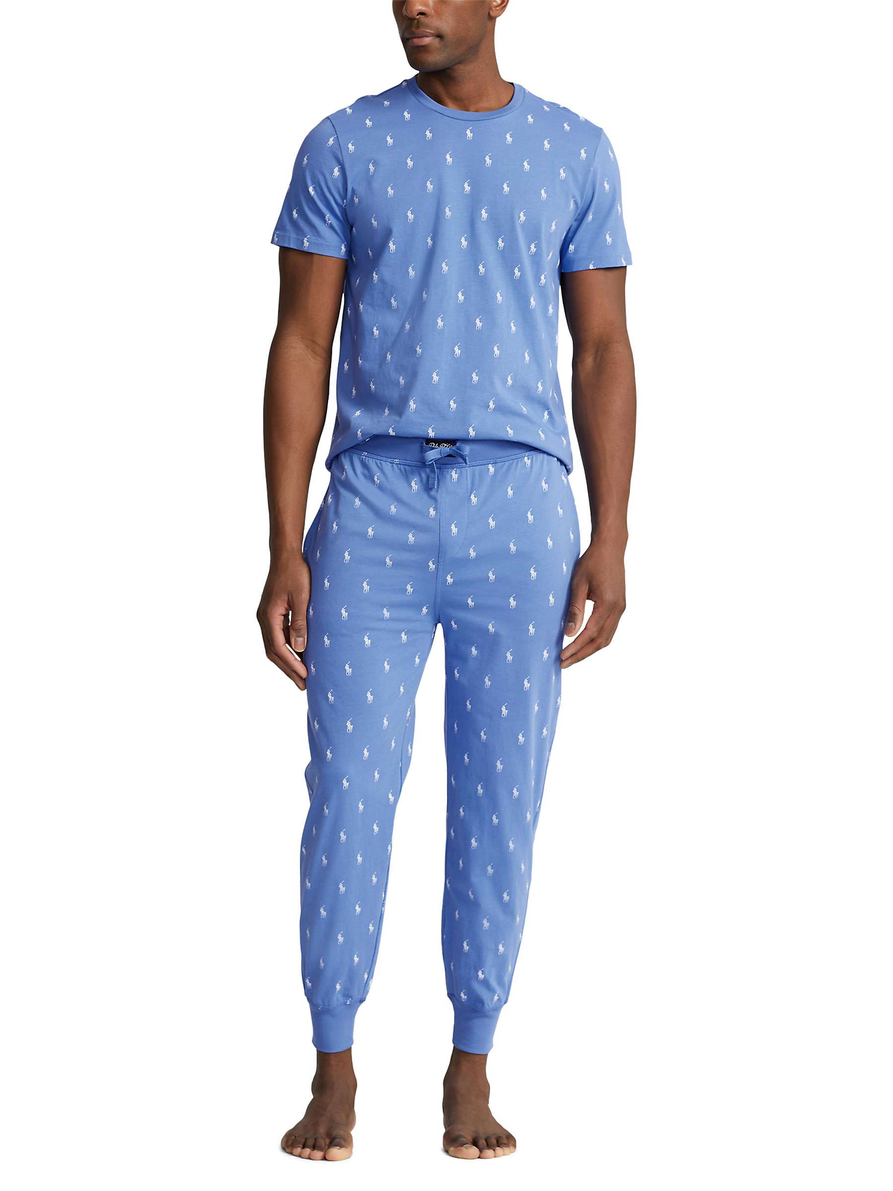 Buy Ralph Lauren Allover Pony Cotton Jersey Lounge Joggers, Blue/White Online at johnlewis.com