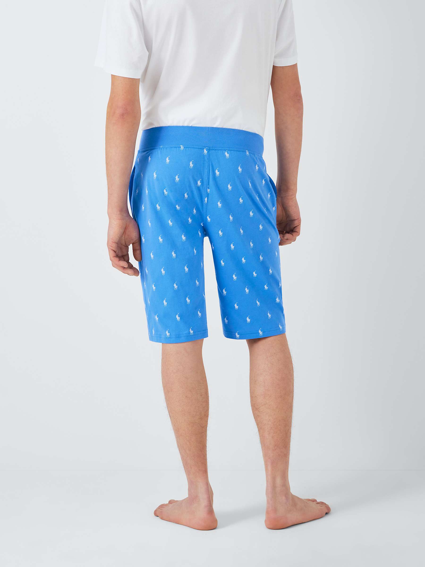 Buy Ralph Lauren All-Over Pony Cotton Jersey Sleep Shorts, Blue/White Online at johnlewis.com