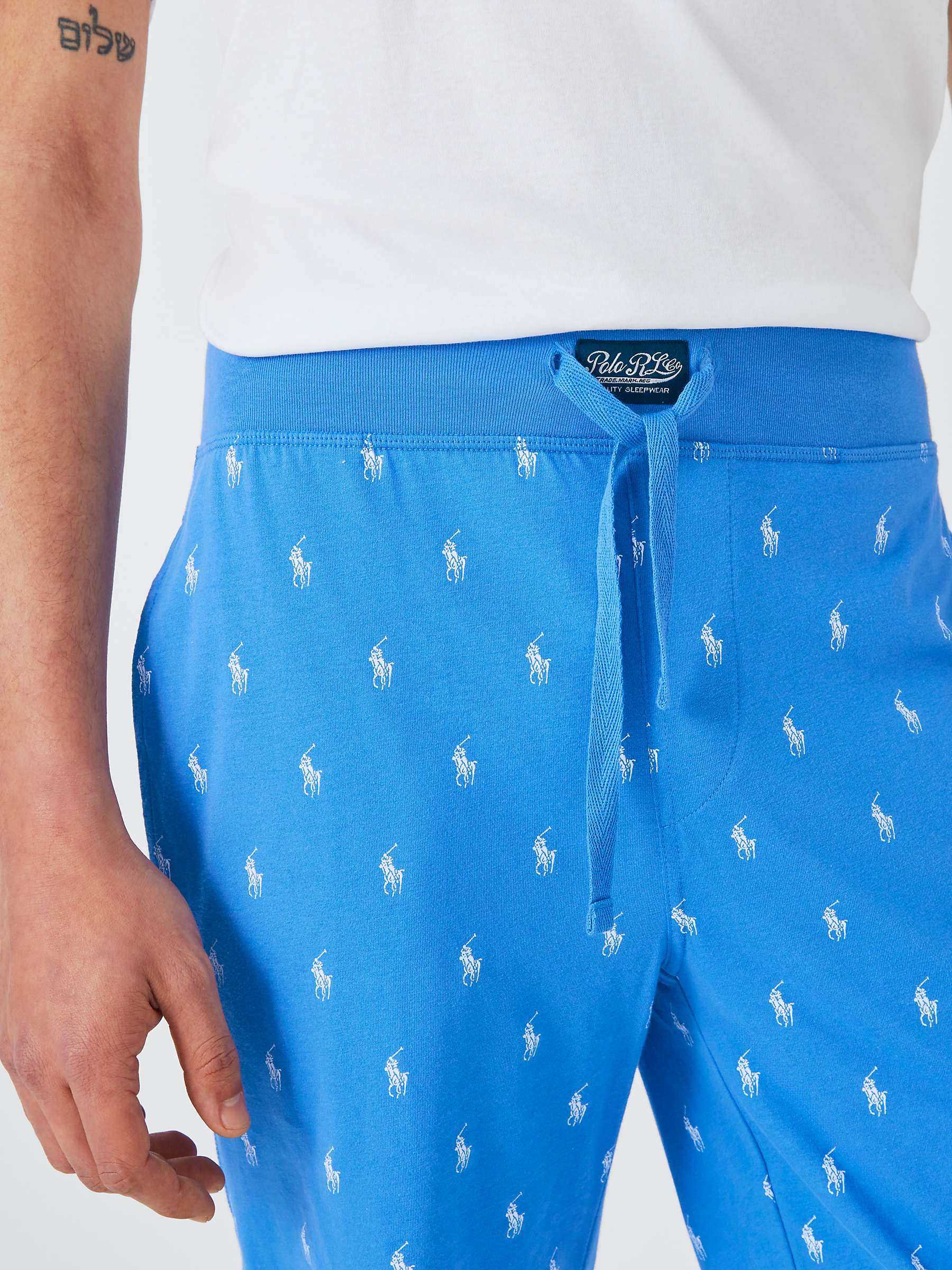 Buy Ralph Lauren All-Over Pony Cotton Jersey Sleep Shorts, Blue/White Online at johnlewis.com