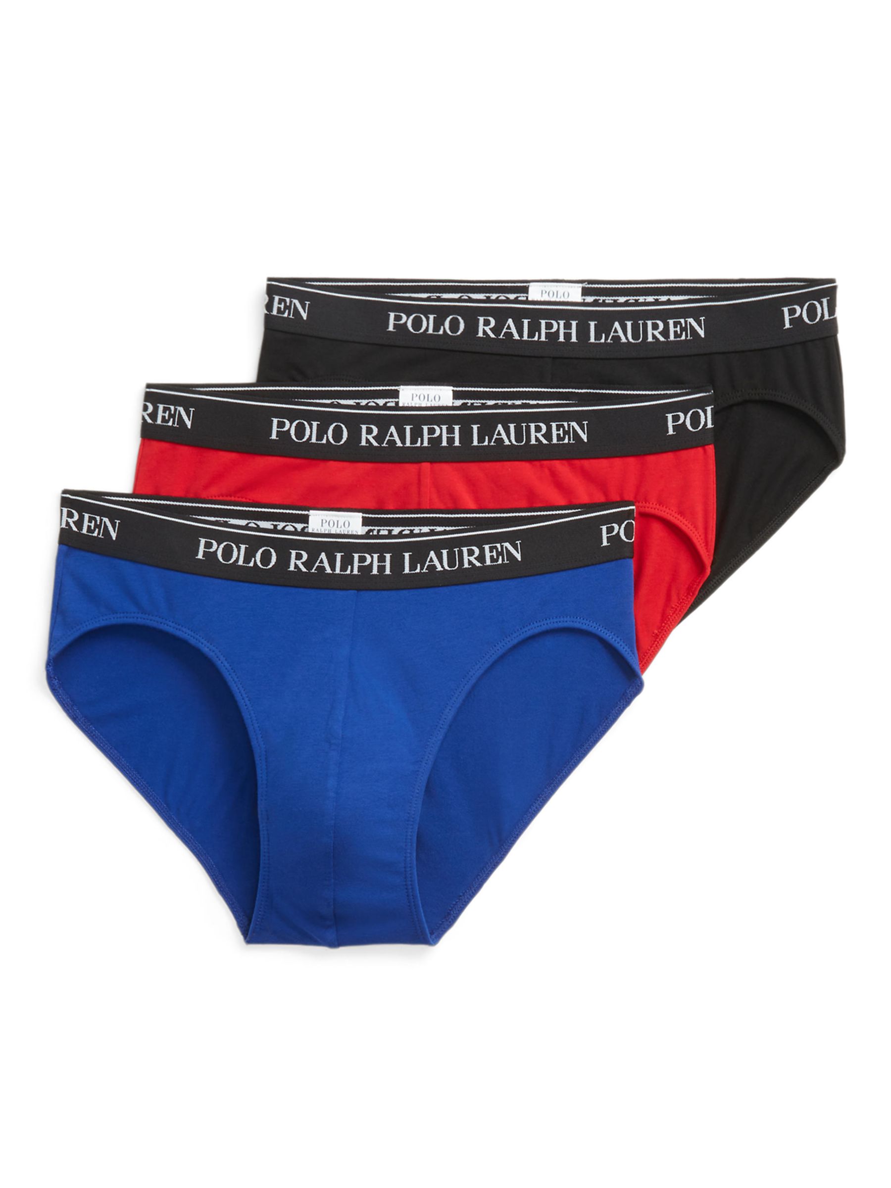 Ralph Lauren Stretch Cotton Briefs, Pack of 3, Multi, XL