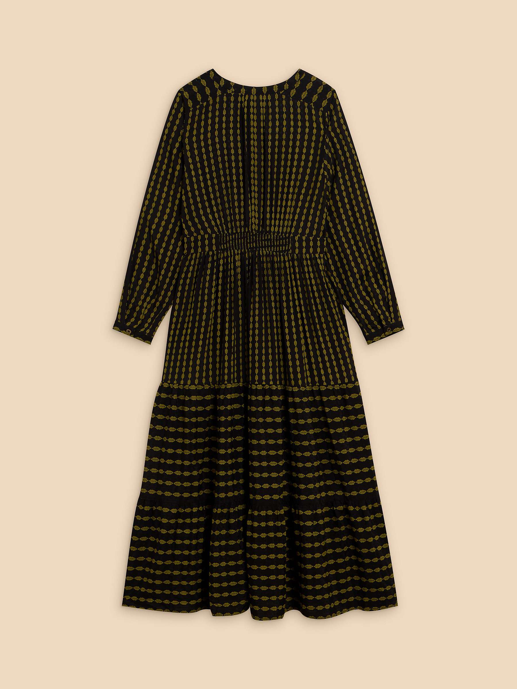 Buy White Stuff Winnie Abstract Print Midi Tiered Dress, Black/Yellow Online at johnlewis.com