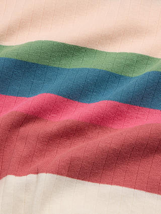 White Stuff Puff Sleeve Stripe T-Shirt, Pink/Multi
