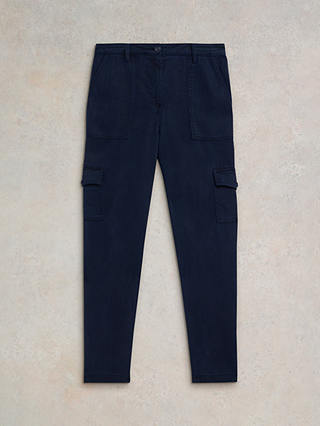 White Stuff Arlo Tencel Cargo Trousers, Dark Navy