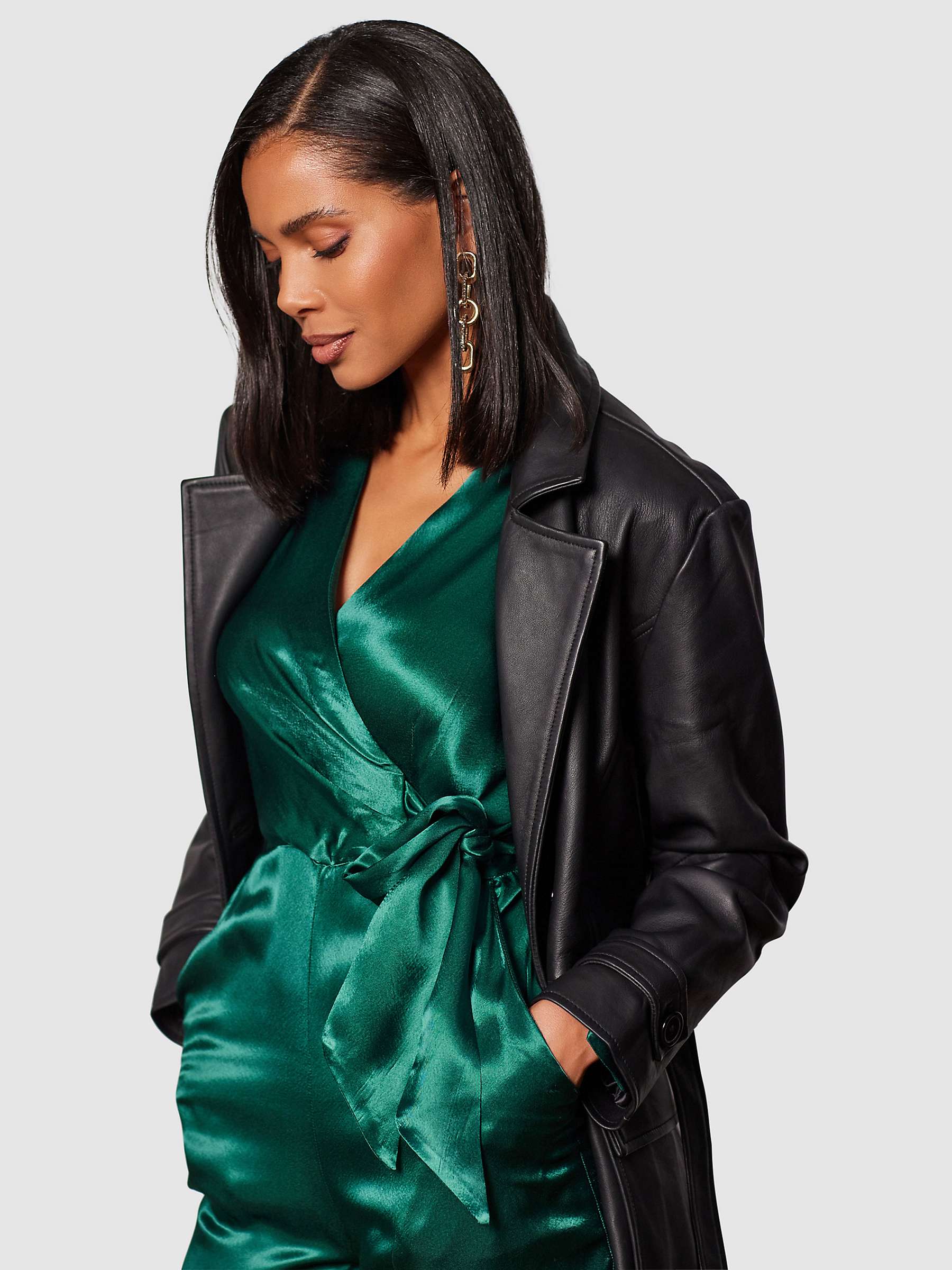 Buy Closet London Leather Trench Coat, Black Online at johnlewis.com