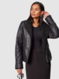 Closet London Leather Shearling Jacket, Black