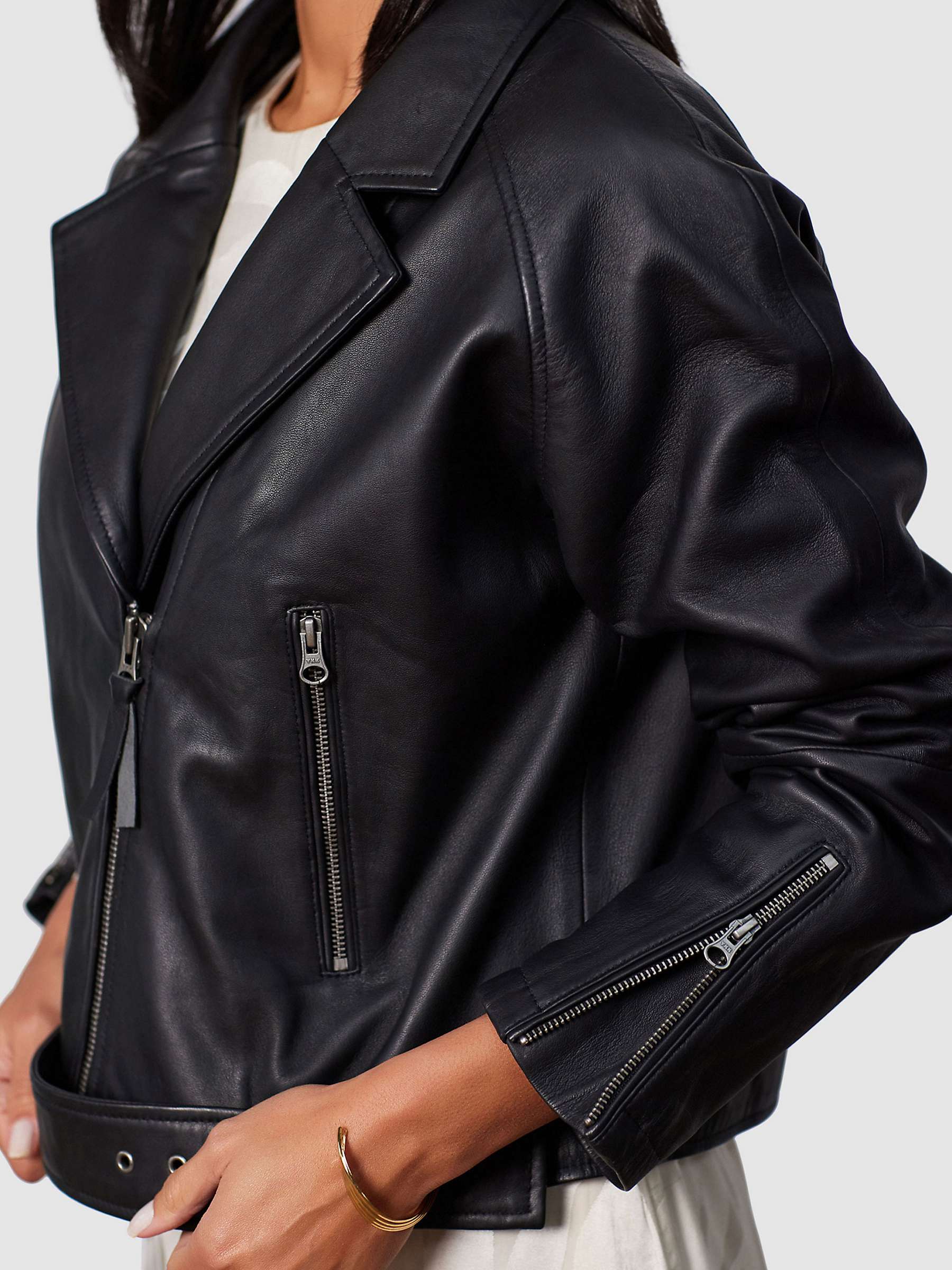 Buy Closet London Leather Biker Jacket,Black Online at johnlewis.com