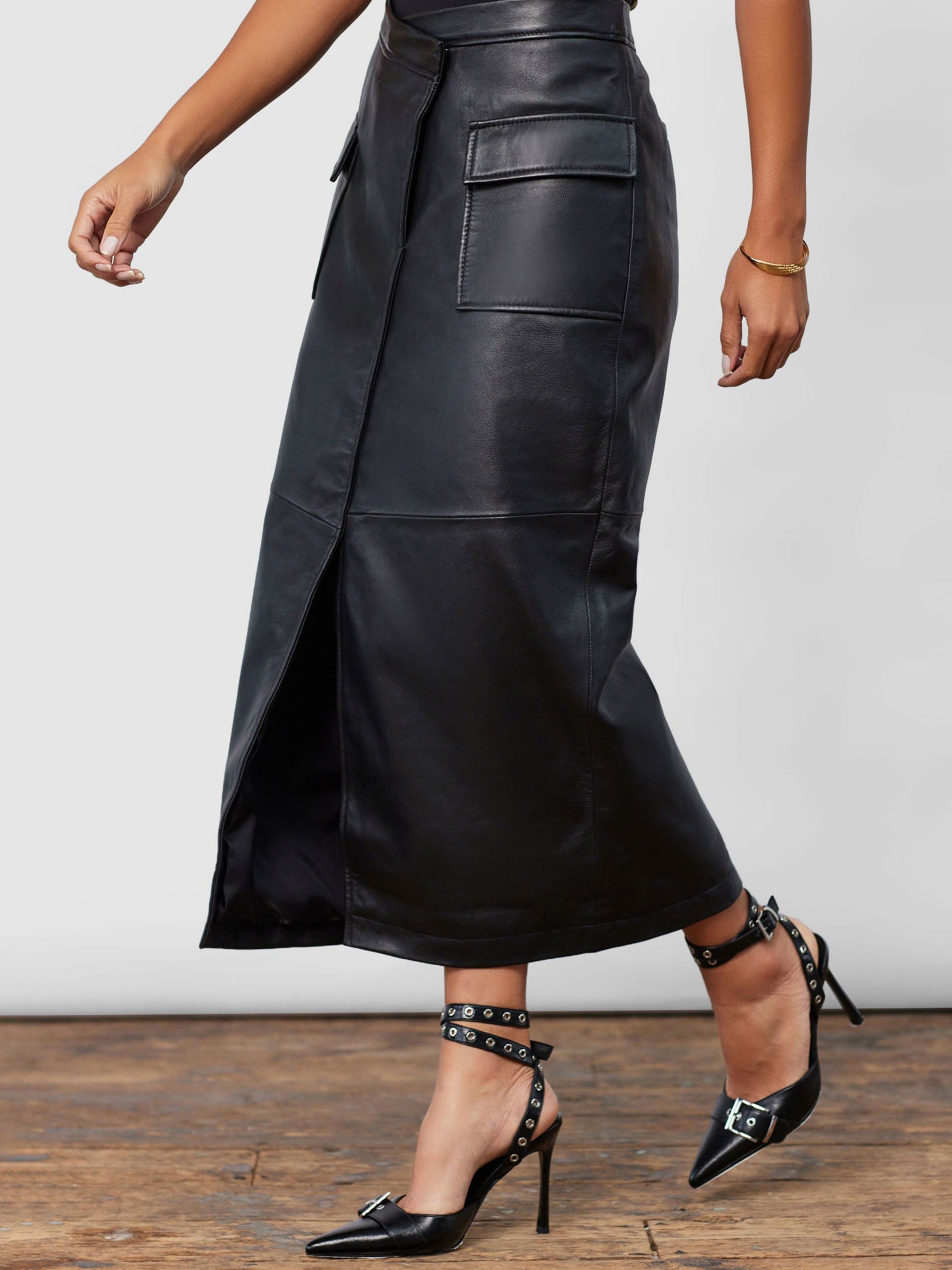 Women's Black Leather Skirts