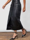 Closet London Leather Wrap Midi Skirt, Black