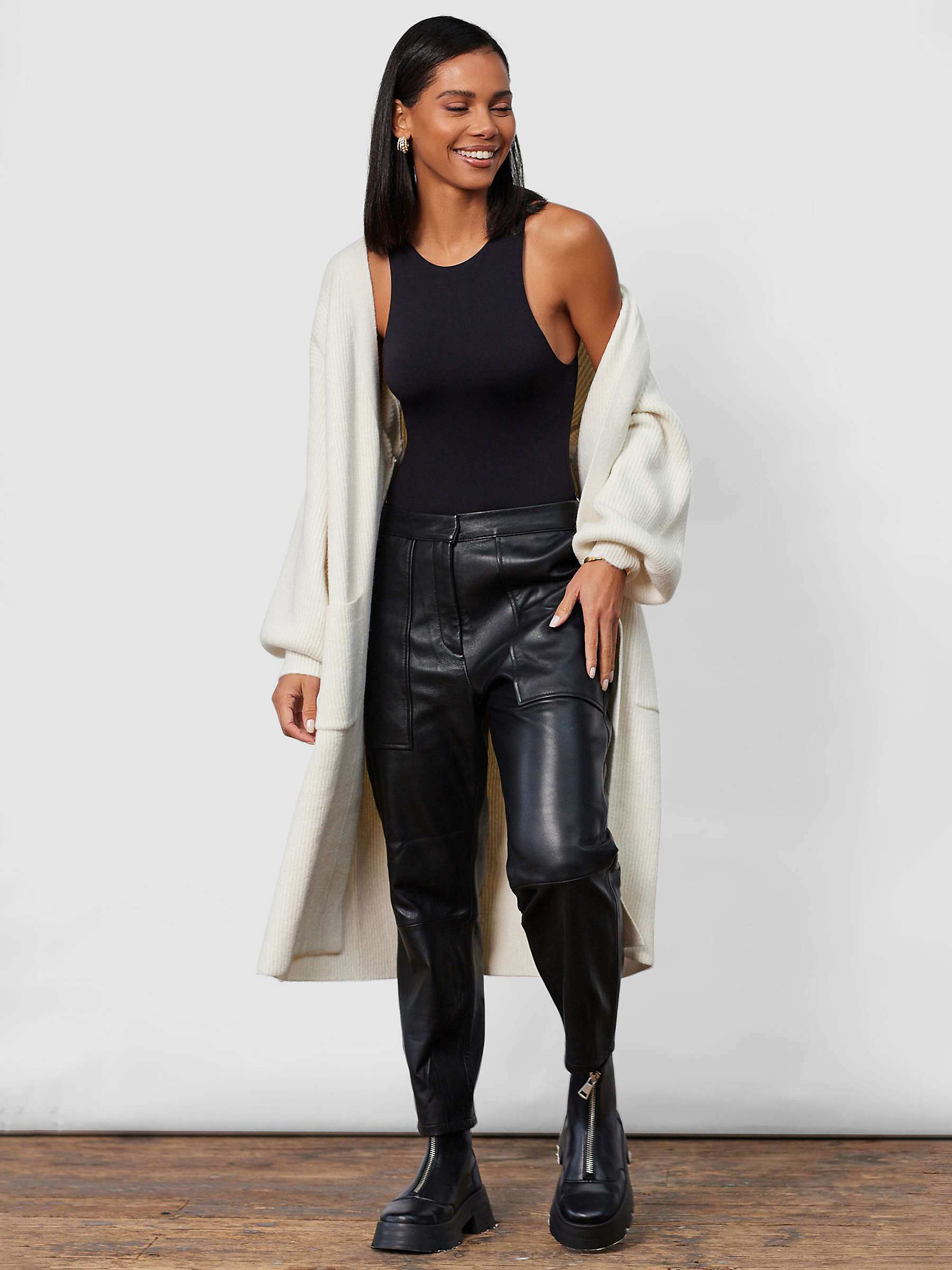 Buy Closet London Leather Trousers, Black Online at johnlewis.com