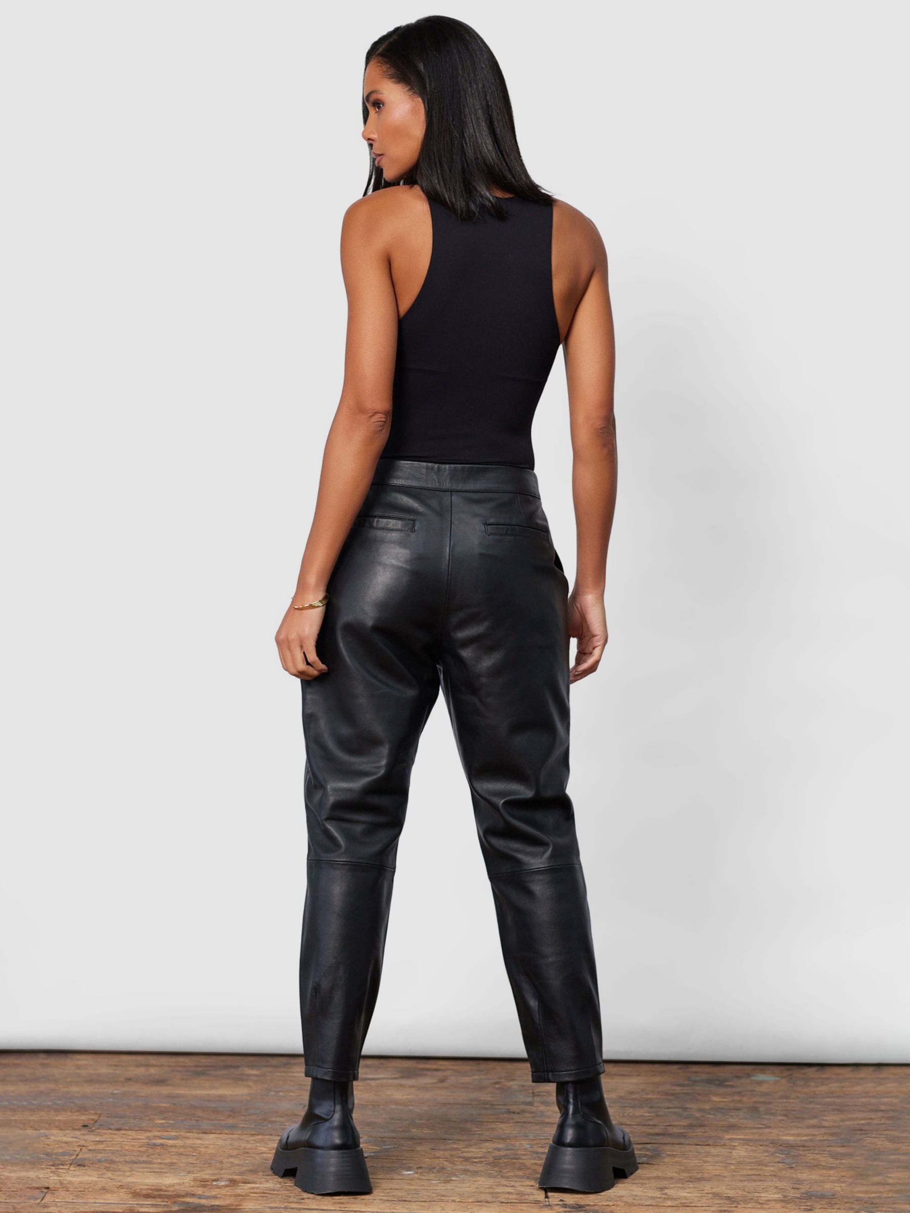 Buy Closet London Leather Trousers, Black Online at johnlewis.com