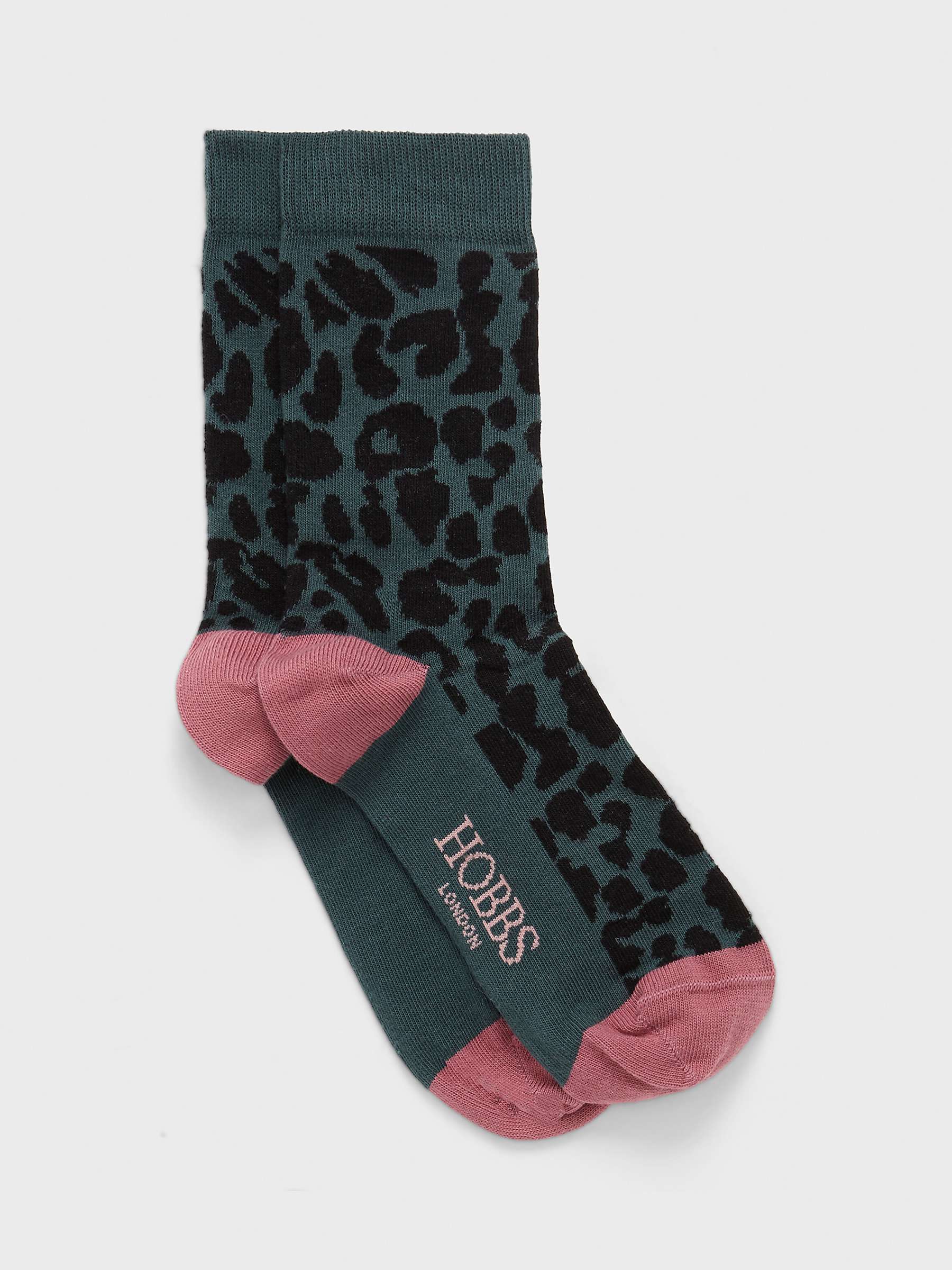 Buy Hobbs Cotton Blend Leopard Print Socks, Green/Multi Online at johnlewis.com