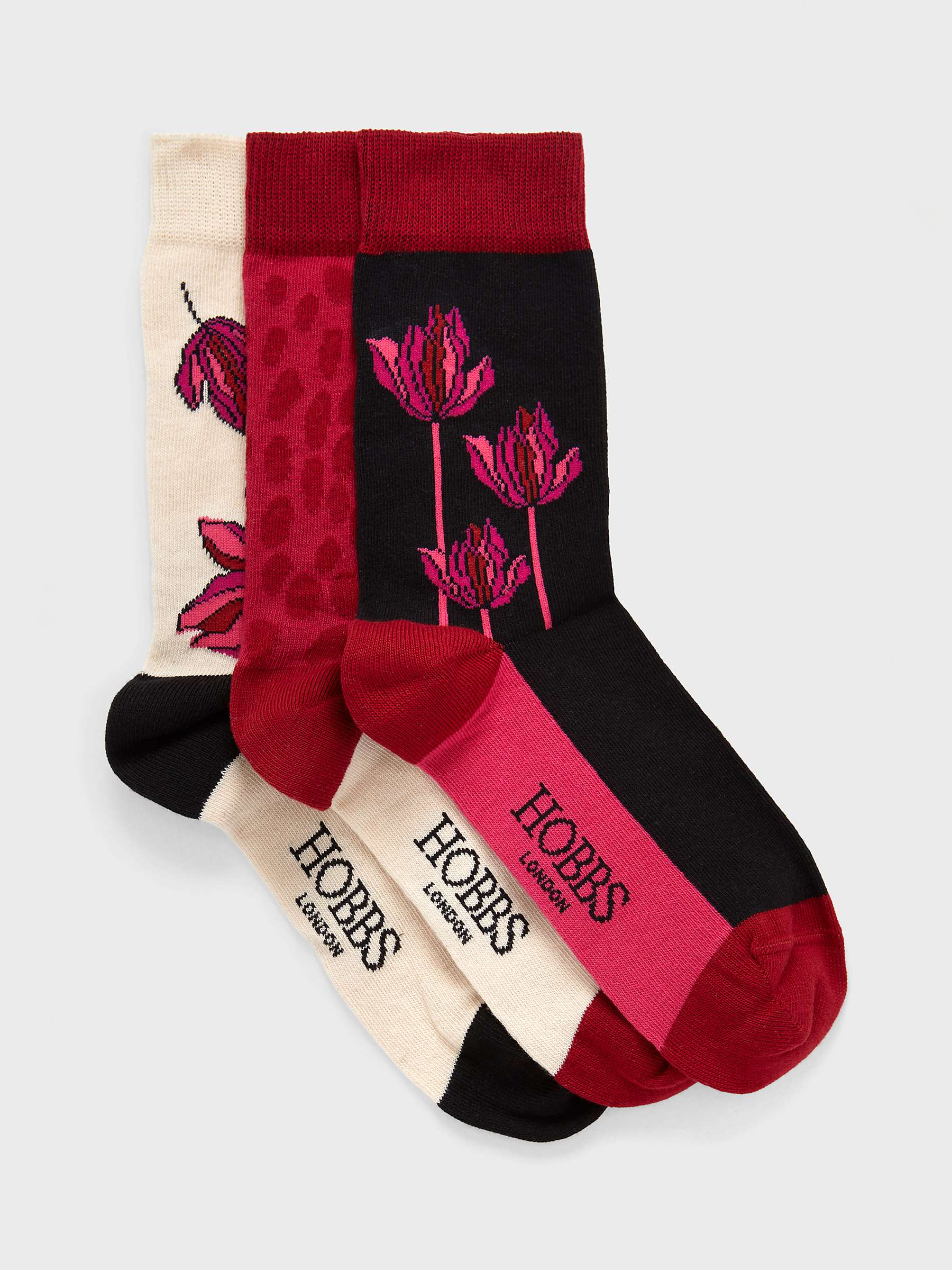 Buy Hobbs Cotton Blend Floral Sock Set, Pack Of 3, Pink Multi Online at johnlewis.com
