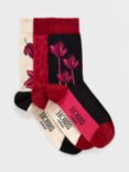 Hobbs Cotton Blend Floral Sock Set, Pack Of 3, Pink Multi