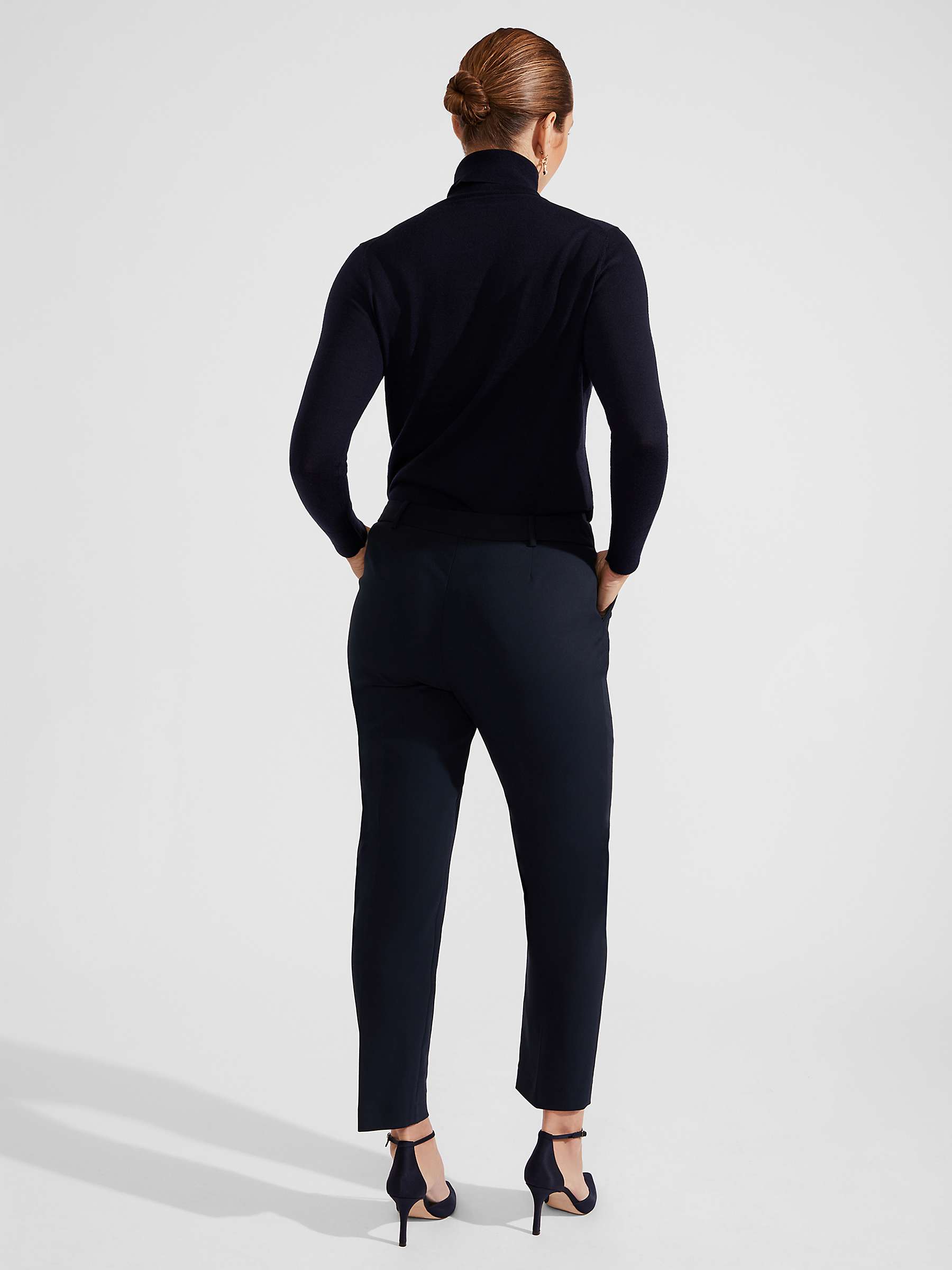 Buy Hobbs Petite Quin Cotton Blend Trousers, Navy Online at johnlewis.com