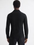Reiss Ledger Long Sleeve Jacquard Shirt, Black