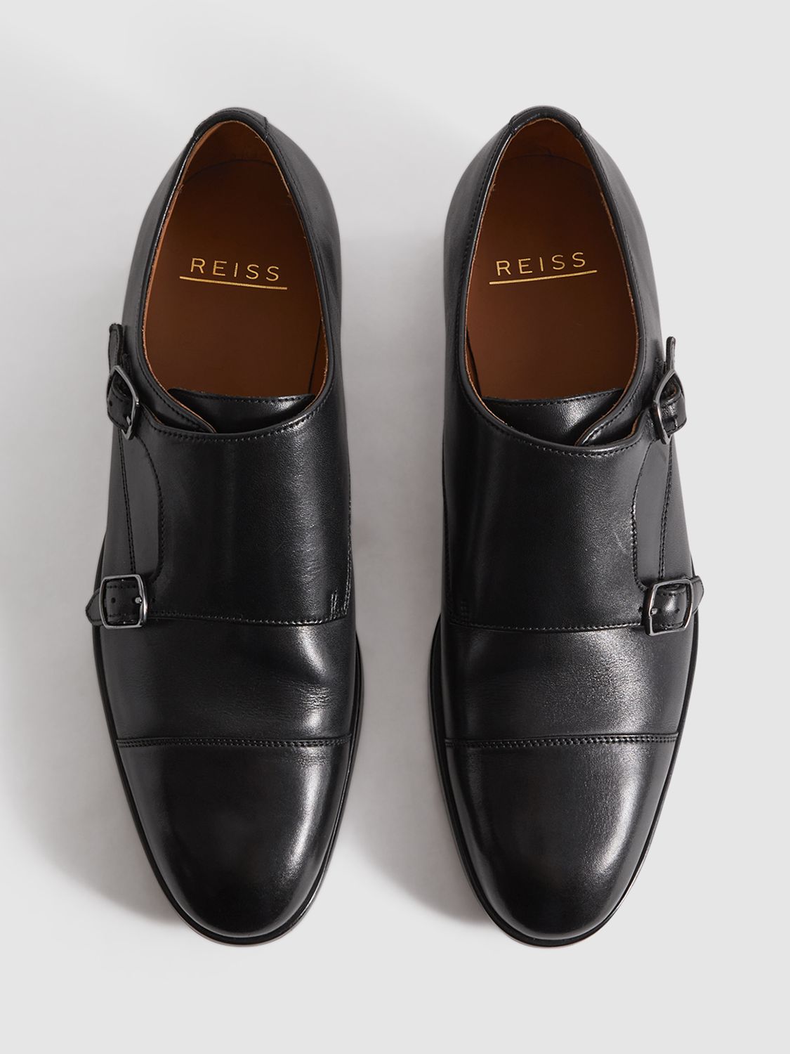 Reiss Amalfi Monk Shoes, Black at John Lewis & Partners