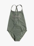 Roxy Kids' Basic Logo Swimsuit, Agave Green