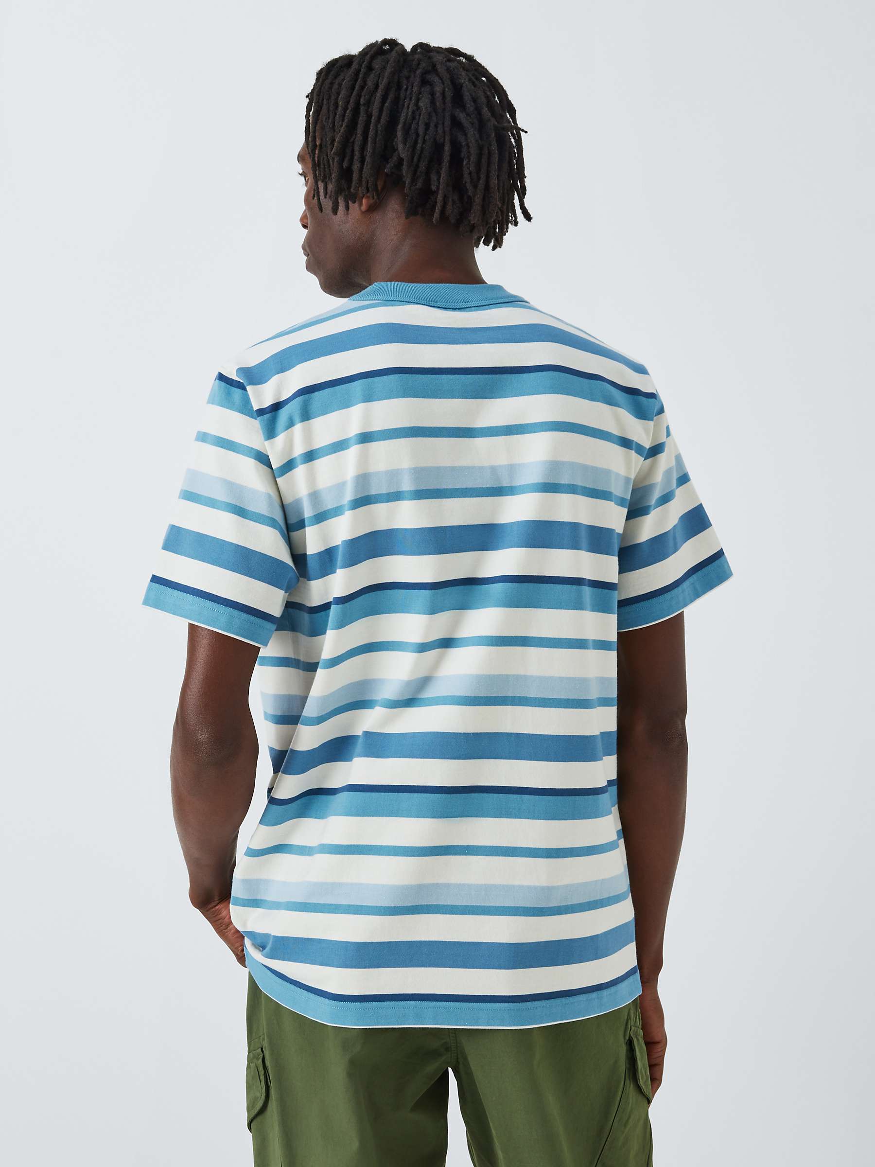 Buy Armor Lux x Denham Short Sleeve Comfort Stripe T-Shirt, Egret/Blue Online at johnlewis.com