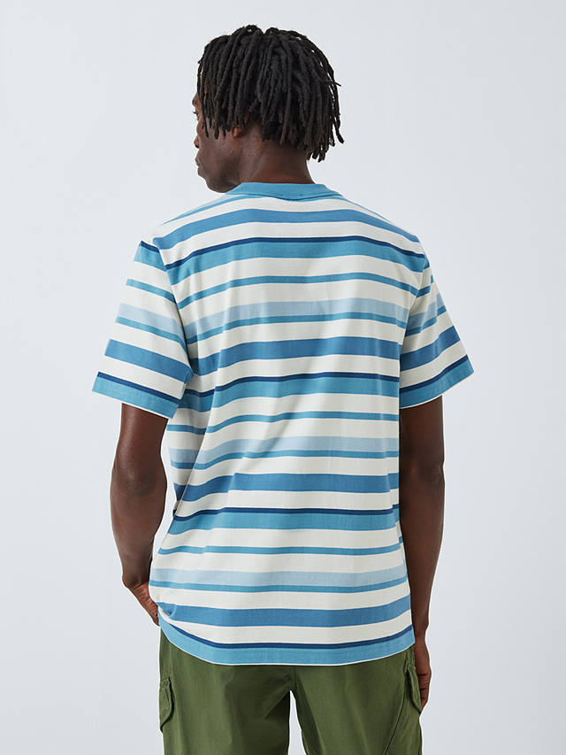 Armor Lux x Denham Short Sleeve Comfort Stripe T-Shirt, Egret/Blue