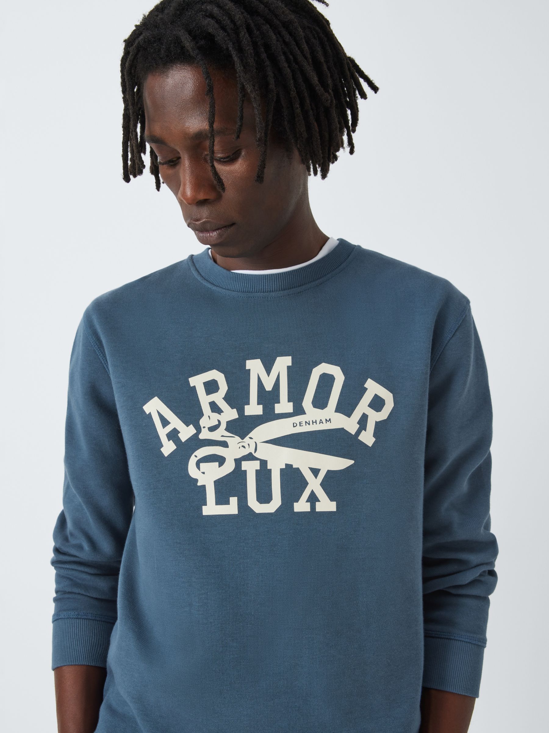 Buy Armor Lux x Denham Long Sleeve Jumper, Blue Online at johnlewis.com