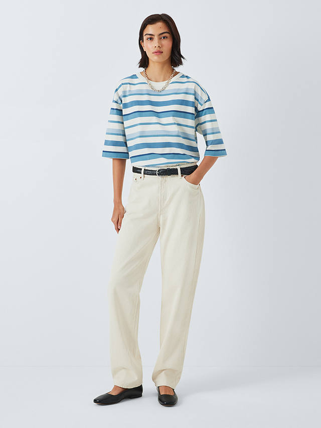 Armor Lux x Denham Comfort Stripe Shirt, White/Blue